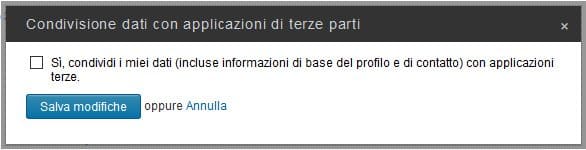 Condivisione dati applicazioni su LinkedIn
