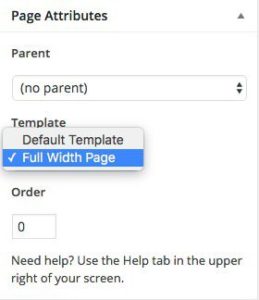 pagina WordPress senza sidebar
