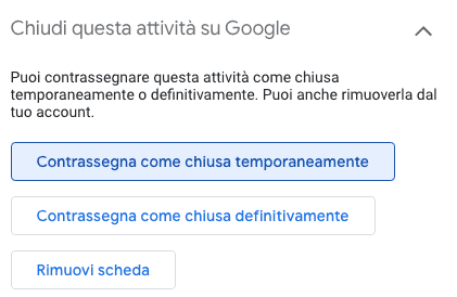 rimozione o chiusura attivit&agrave;