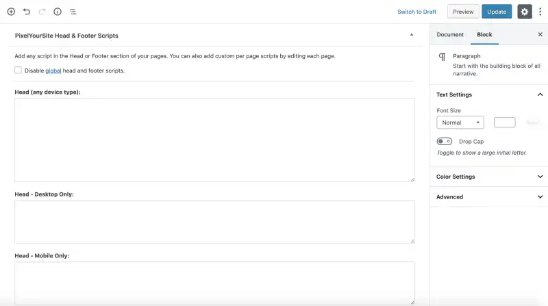 inserire il Pixel di Facebook su WordPress